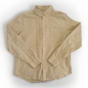 Everlane Button Down Shirt Men's Med Yellow Stripe Long Sleeve Organic Cotton